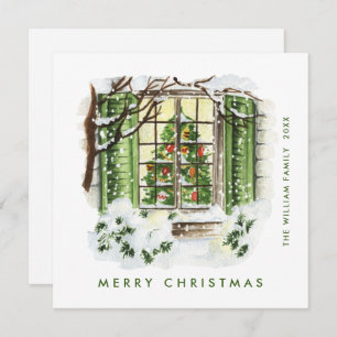 Festive Country House Christmas House Greeting Holiday Card