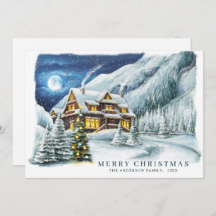 Festive Country House Christmas House Greeting Holiday Card