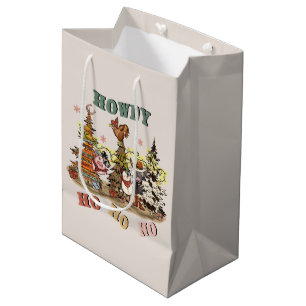 Festive Country Western animals Christmas Medium Gift Bag