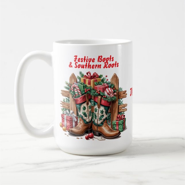 Festive Cowboy Boots Mug (Left)
