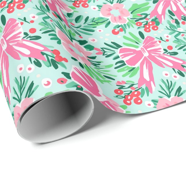 Festive Cozy Bows Holiday Christmas Wrapping Paper (Roll Corner)