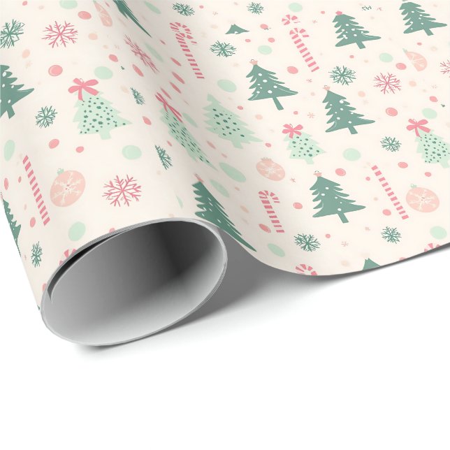 Festive Cozy Trees Holiday Christmas Wrapping Paper (Roll Corner)