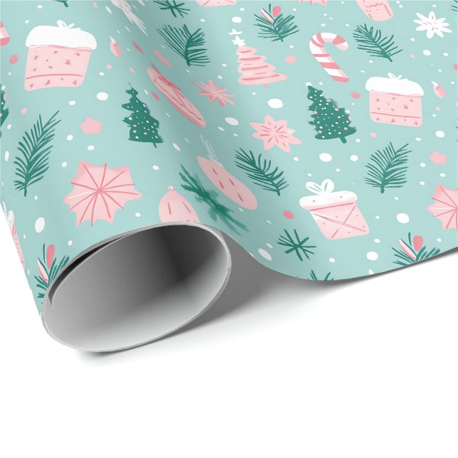 Festive Cozy Trees Holiday Christmas Wrapping Paper (Roll Corner)