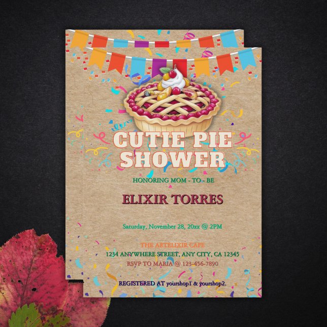 Festive Craft Cutie Pie Party Baby Shower Invitation (Creator Uploaded)