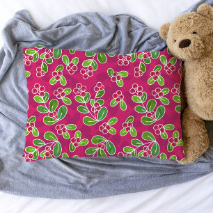Festive Cranberry Foliage Pattern, Fuchsia  Pillowcase
