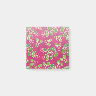 Festive Cranberry Foliage Pattern, Fuchsia Post-it Notes