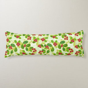 Festive Cranberry Fruit Pattern, Green Body Cushion