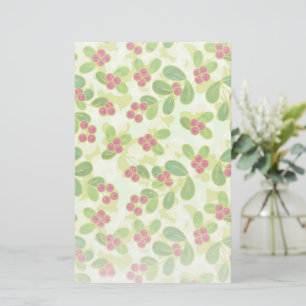 Festive Cranberry Fruit Pattern, Green Stationery