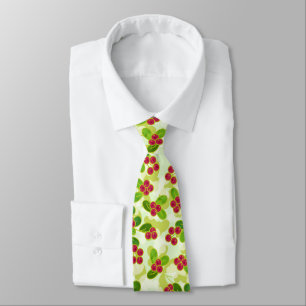 Festive Cranberry Fruit Pattern, Green Tie