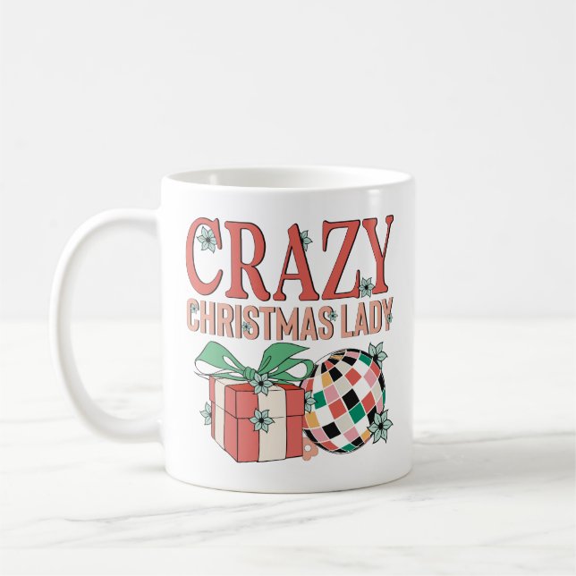 Festive Crazy Christmas Lady  Coffee Mug (Left)
