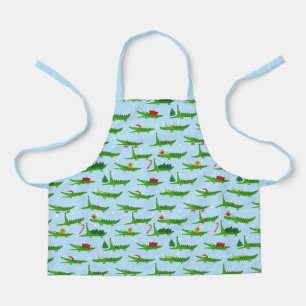 Festive Crocodiles in Christmas Costumes Pattern Apron