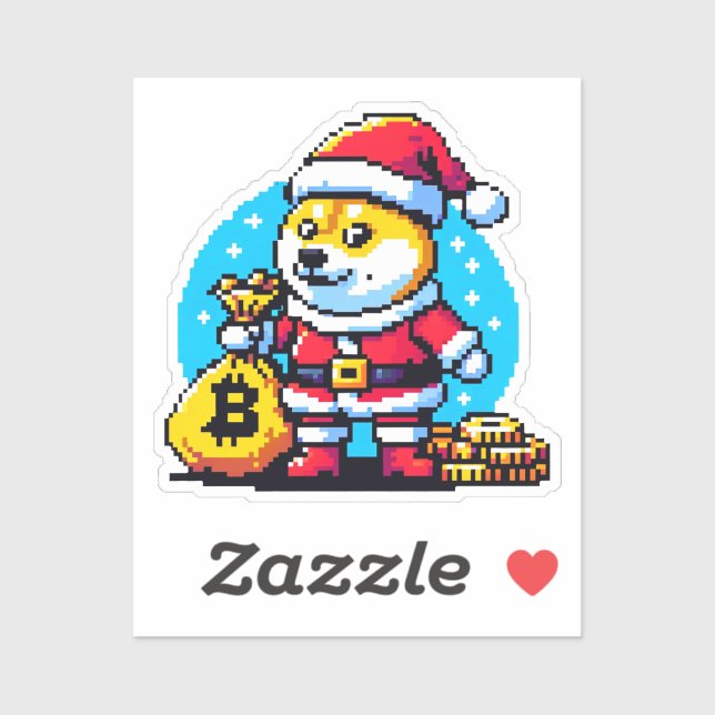Festive Crypto Dog Funny Pixel Art Holiday Design (Sheet)