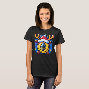 Festive Crypto Reindeer - Funny Pixel Art Holiday  T-Shirt