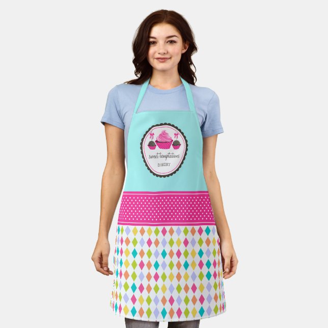 Festive Cupcake and Cake Pops Apron (Worn)
