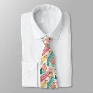 Festive Cupcake & Brushstroke Celebration Pattern Tie