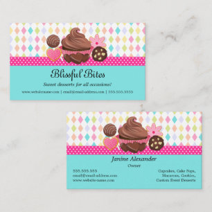 Festive Cupcake Cake Pops Cookies Desserts Business Card