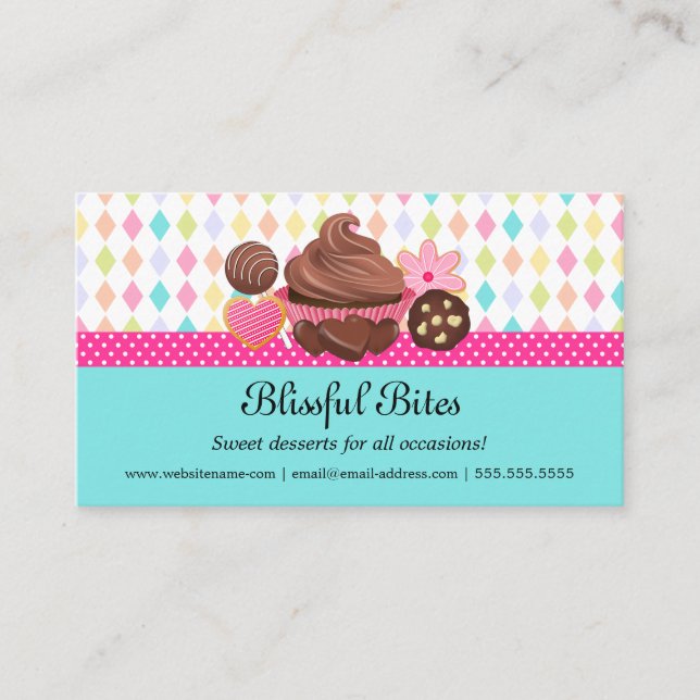 Festive Cupcake Cake Pops Cookies Desserts Business Card (Front)