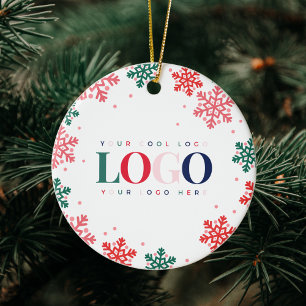 Festive Custom Company Business Logo Christmas     Ceramic Ornament