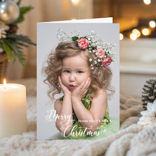 Festive Custom Merry Christmas Script Photo Holiday Card