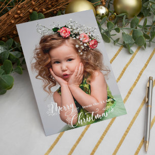 Festive Custom Merry Christmas Script Photo Holiday Card
