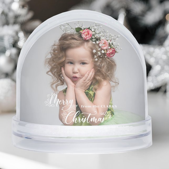 Festive Custom Merry Christmas Script Photo Snowglobe (Creator Uploaded)