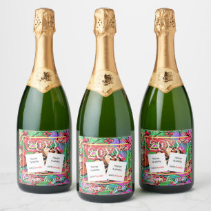 Festive Custom Photo Champagne Beverage Label Set