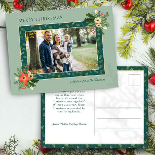 Festive Cute Christmas Floral 1 Photo  Holiday Postcard