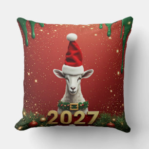 Festive Cute Goat Holiday Design Cushion