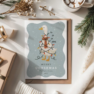 Festive Cute Goose Non-Photo Christmas Holiday Card