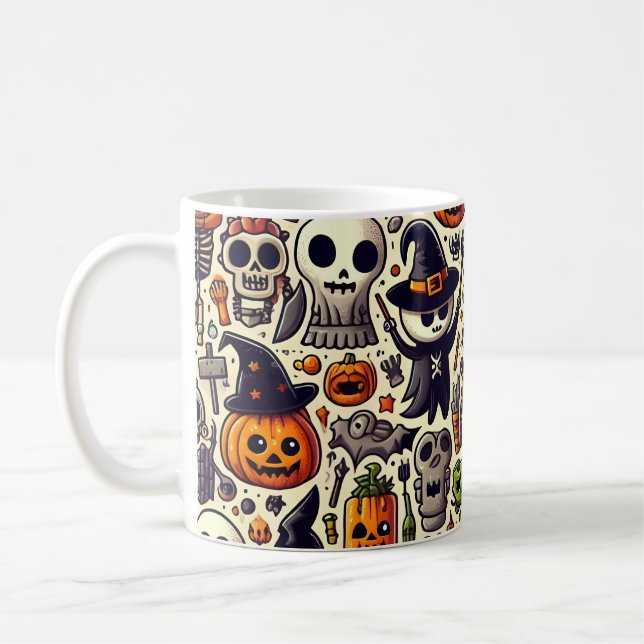 Festive Cute Halloween Pattern Mug (Left)