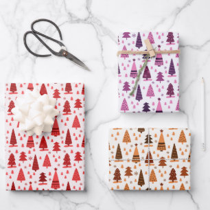 Festive Cute Modern Minimalist Christmas Tree Wrapping Paper Sheet