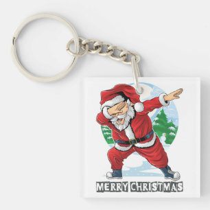 Festive Dabbing Santa New Year and Christmas Cheer Key Ring