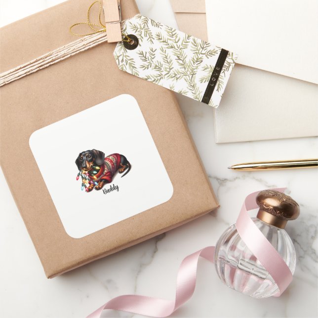 Festive Dachshund Delight Sticker (Gifting)