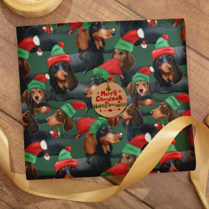 Festive Dachshund Delights seamless pattern Wrapping Paper