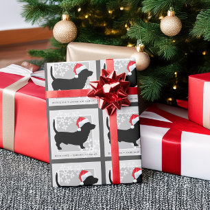 Festive Dachshund Dog Family Name Wrapping Paper