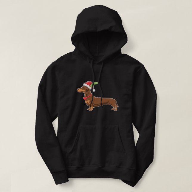 Festive Dachshund Illustration Hoodie (Design Front)
