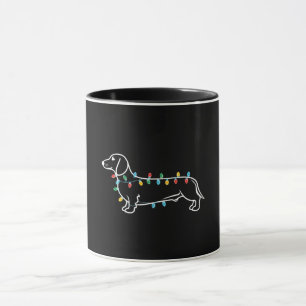 Festive Dachshund with Christmas Lights Mug