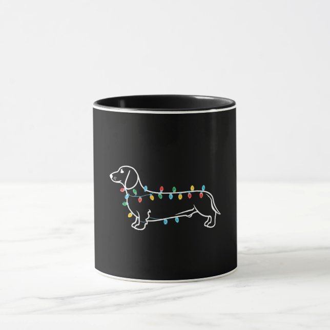 Festive Dachshund with Christmas Lights Mug (Center)
