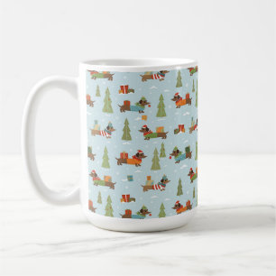 Festive Dachshunds in the Snow Pattern Coffee Mug