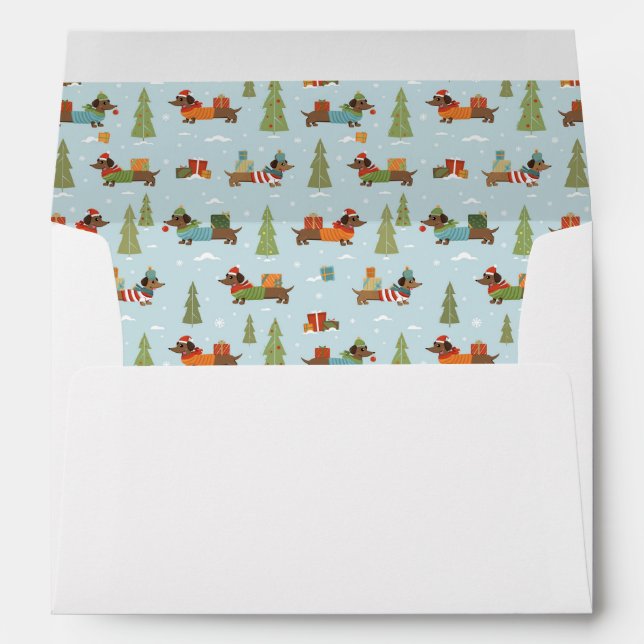 Festive Dachshunds in the Snow Pattern Envelope (Back (Bottom))