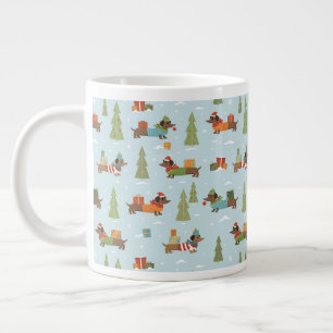 Festive Dachshunds in the Snow Pattern Large Coffee Mug