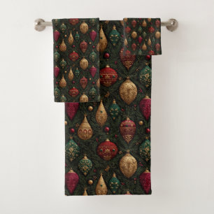 Festive Damask Bath Towel Set