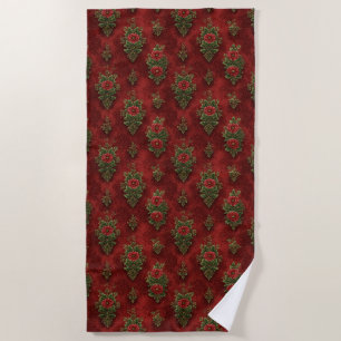 Festive Damask Beach Towel