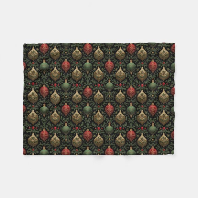 Festive Damask  Fleece Blanket (Front (Horizontal))