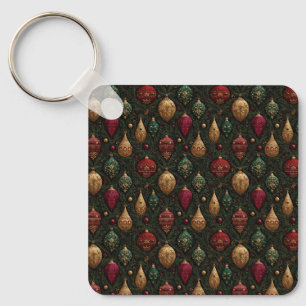 Festive Damask Key Ring