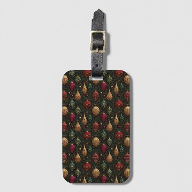 Festive Damask  Luggage Tag (Front Vertical)