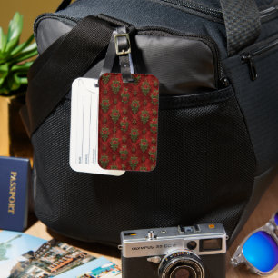 Festive Damask Luggage Tag