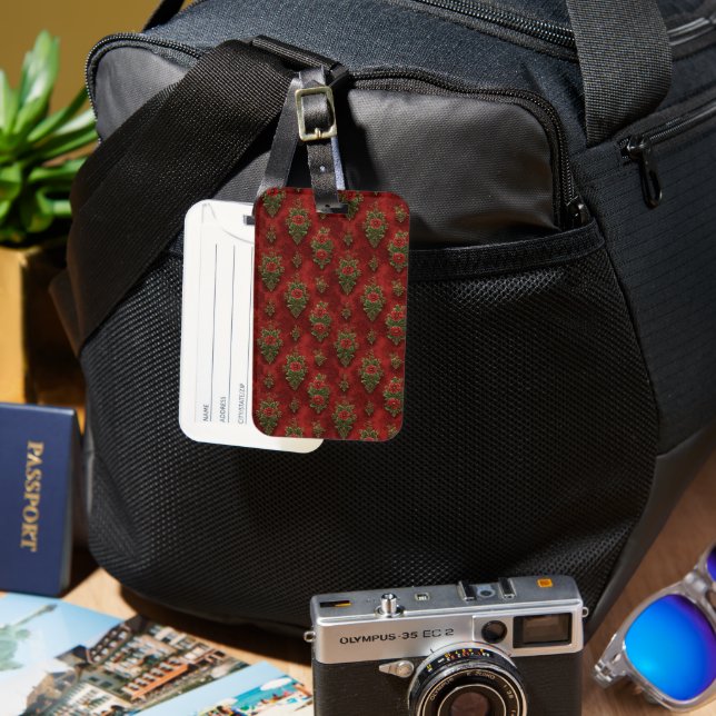 Festive Damask  Luggage Tag (Front & Back)