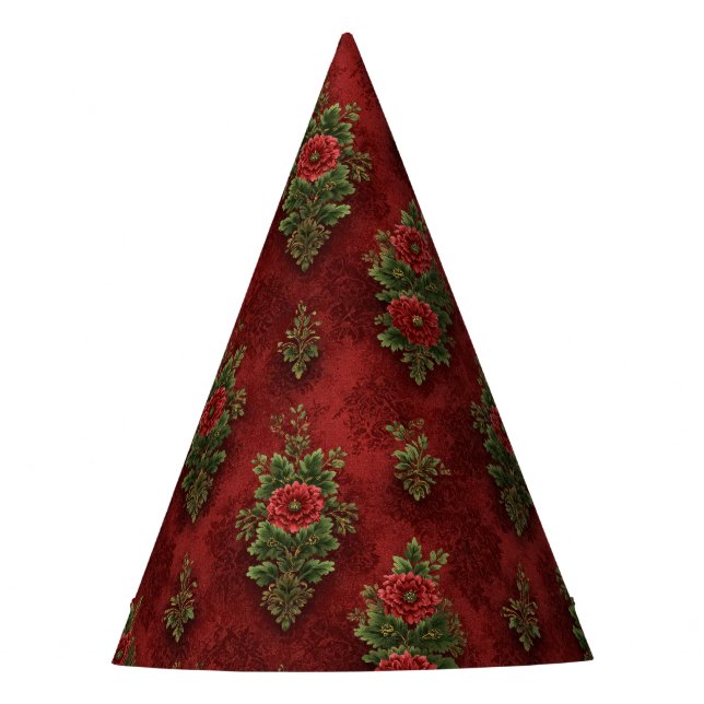 Festive Damask  Party Hat (Front)