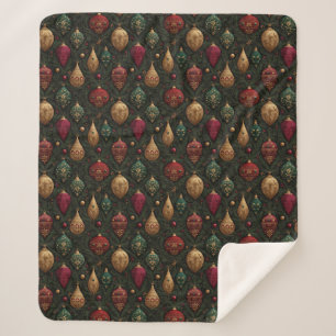 Festive Damask  Sherpa Blanket